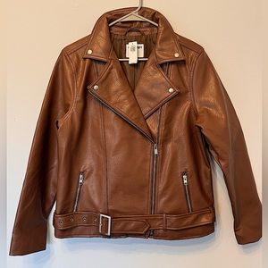 Old Navy Women’s Faux Leather Belted Biker Jacket